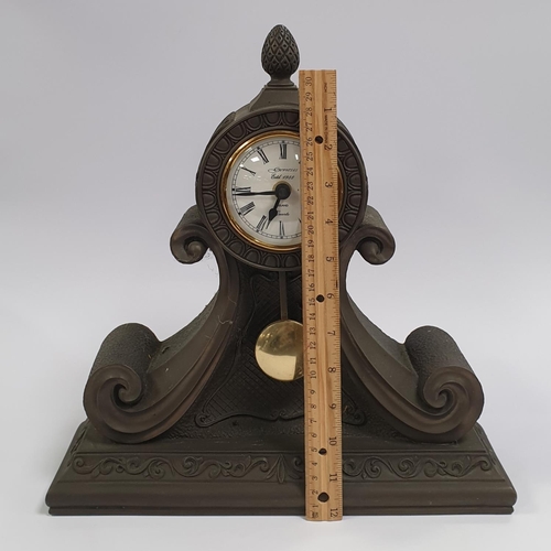 324 - Genesis Mantle Clock (H:35 x W:33 x D:11cm) and Pair of Pillar Candle Holders