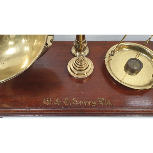 339 - Large Brass Avery Scales with Weights on Base