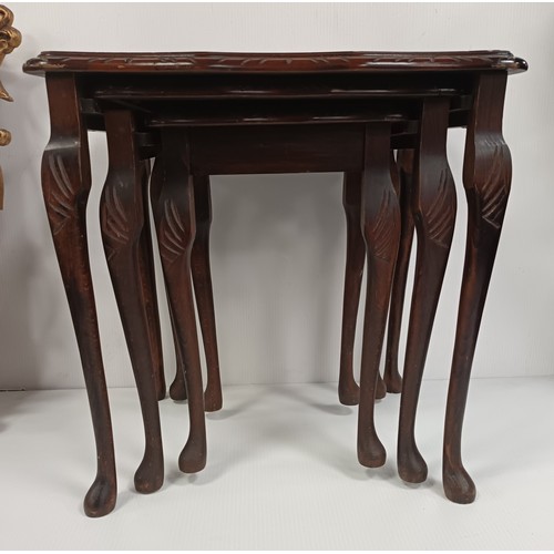 76 - Inlaid Mahogany Nest of Three Tables