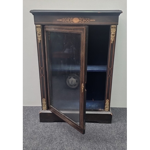 64 - Victorian ebonised single-door pier cabinet H: 103cm x W: 74cm x D: 31cm