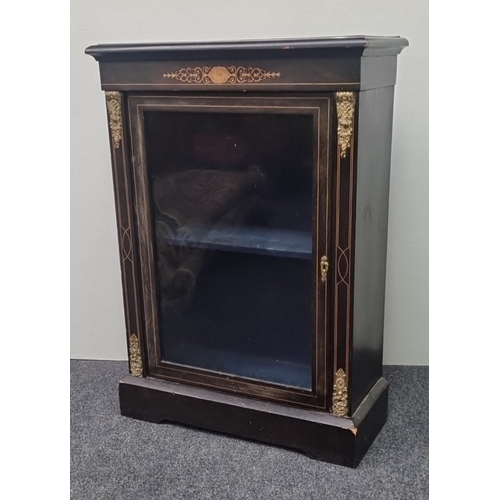 64 - Victorian ebonised single-door pier cabinet H: 103cm x W: 74cm x D: 31cm