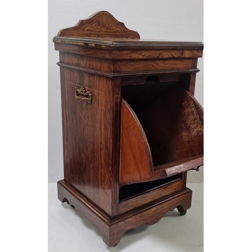 80 - Victorian inlaid rosewood coal scuttle, H: 81cm x W: 38cm x D: 36cm.
