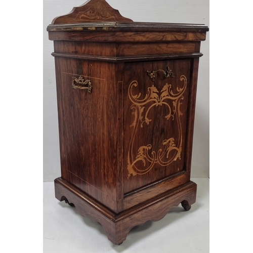80 - Victorian inlaid rosewood coal scuttle, H: 81cm x W: 38cm x D: 36cm.