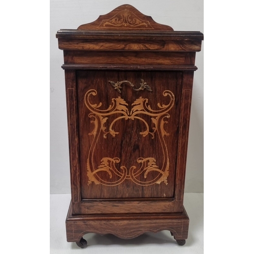 80 - Victorian inlaid rosewood coal scuttle, H: 81cm x W: 38cm x D: 36cm.