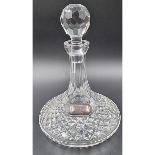 182 - Waterford Cut Crystal Brandy Decanter with Hanging Label H:18cm x W:19cm.