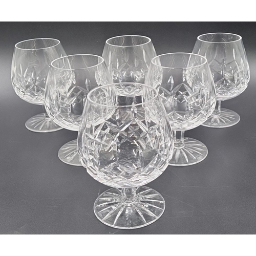 184 - Set of 6 Waterford cut crystal brandy balloons H:11cm x W:9cm.