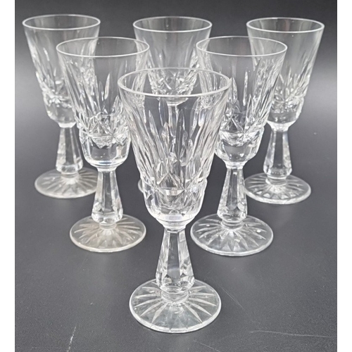191 - Set of 6 Waterford cut crystal small wine glasses H:13cm.