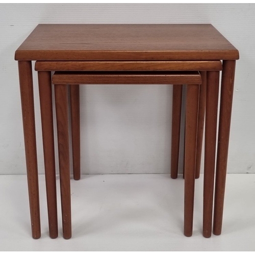62 - Set of Three Teak-Finish Nesting Tables H:49cm x W:50cm x D:34cm.