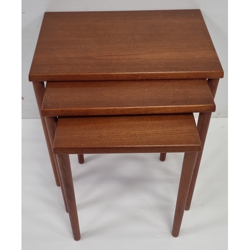 62 - Set of Three Teak-Finish Nesting Tables H:49cm x W:50cm x D:34cm.