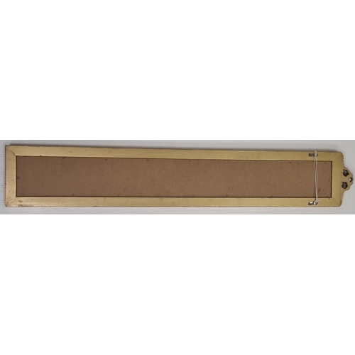 81 - Narrow Rectangular Bevelled  Wall Mirror with Foliate Crest H:123cm x W:21cm.