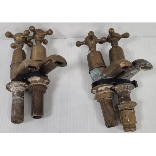 101 - Set of 4 brass taps and basin mixers