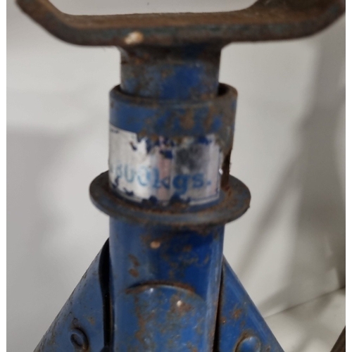 102 - Lot of 2x steel axle stands H:28cm.