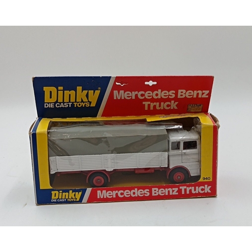 217 - Lot of 2x vintage boxed Dinky Toys die-cast lorries: Foden Army Truck and Mercedes-Benz Truck