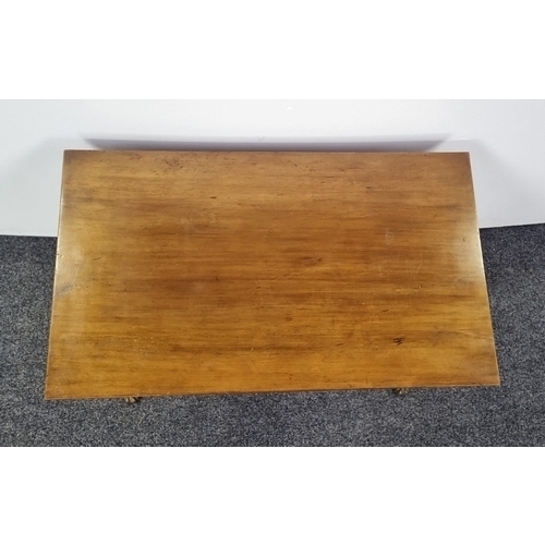 107 - Regency style mahogany coffee table with brass paw feet, H: 51cm x W: 76cm x D: 45cm