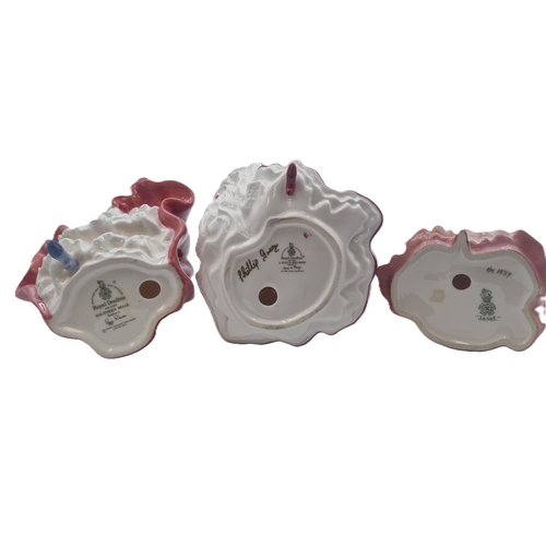 119 - - Set of three Royal Doulton figures—“Southern Belle” HN 2229, “A Single Red Rose,” and “Janet” HN 1... 