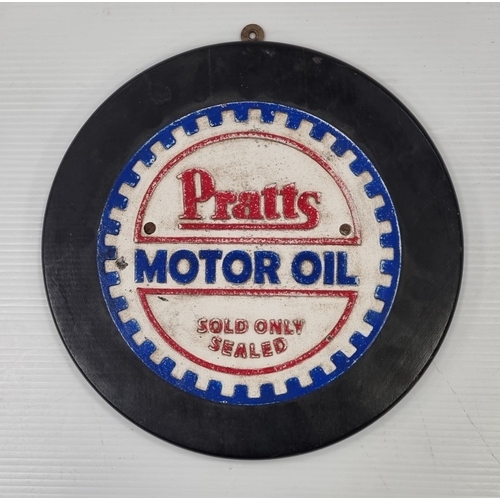 194 - Pratts Motor Oil cast iron advertising plaque  
