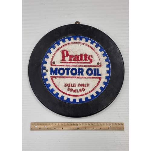 194 - Pratts Motor Oil cast iron advertising plaque  