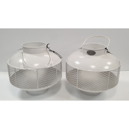 199 - Pair of White Metal Candle Holders, H: approx. 30cm