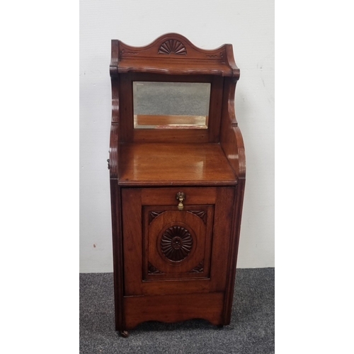 228 - Victorian mahogany coal scuttle with mirror back H:94cm x W:39cm x D:36cm.