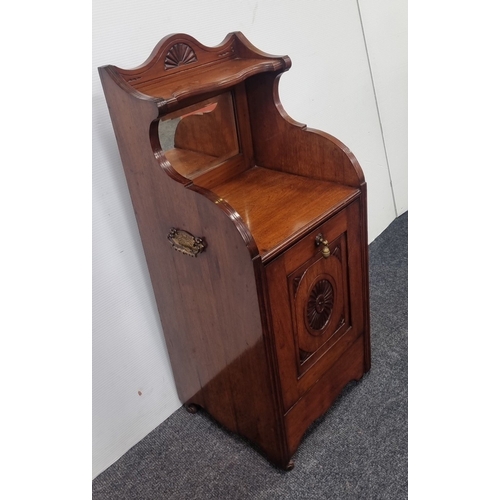 228 - Victorian mahogany coal scuttle with mirror back H:94cm x W:39cm x D:36cm.