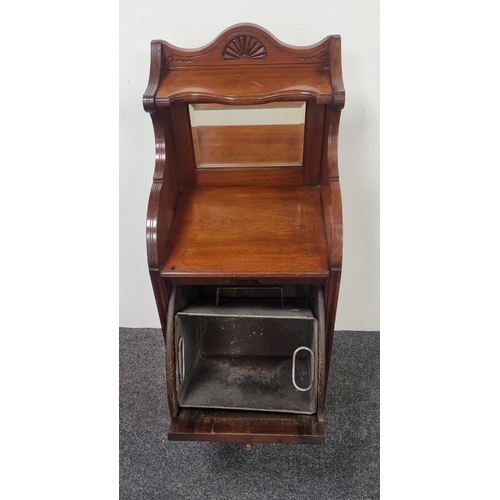 228 - Victorian mahogany coal scuttle with mirror back H:94cm x W:39cm x D:36cm.