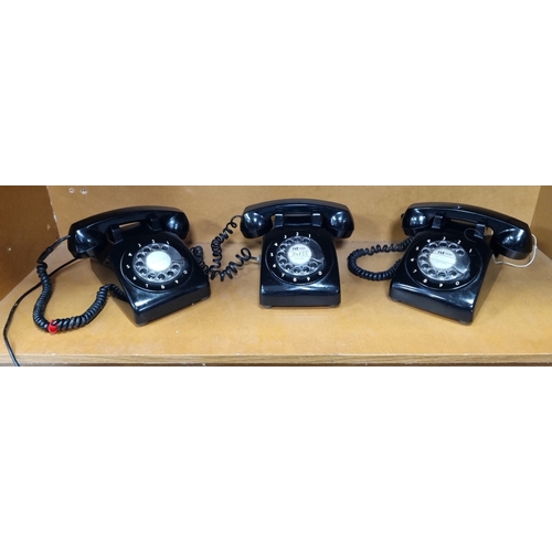 91 - Set of 3 Northern Telecom rotary dial desk telephones dial centres marked “nt northern telecom”, “Ma... 