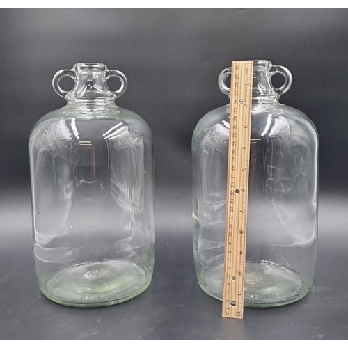 93 - Pair of Clear Glass Demijohn Bottles with Loop Handles