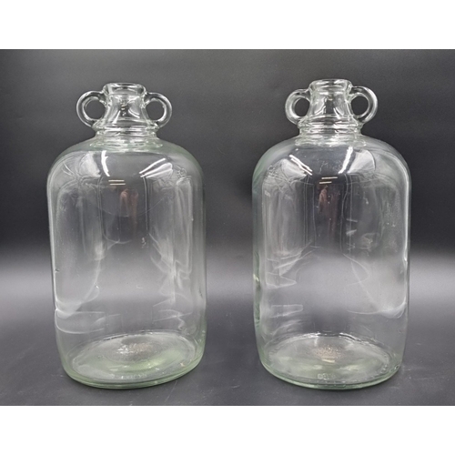 93 - Pair of Clear Glass Demijohn Bottles with Loop Handles