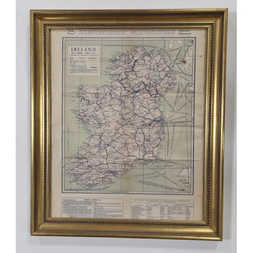 234 - Framed Irish Tourist Association map of Ireland, H: 69cm x W: 59cm