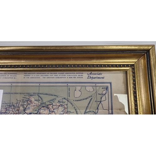 234 - Framed Irish Tourist Association map of Ireland, H: 69cm x W: 59cm