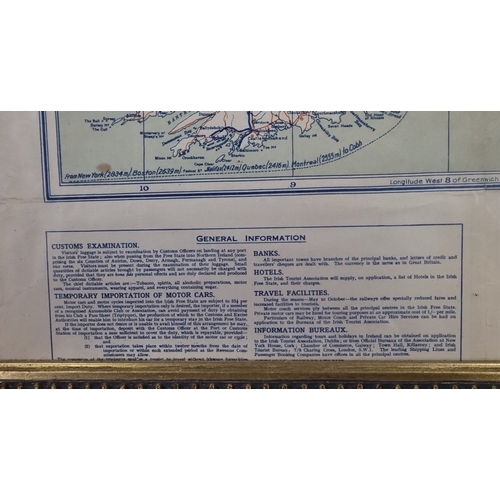 234 - Framed Irish Tourist Association map of Ireland, H: 69cm x W: 59cm