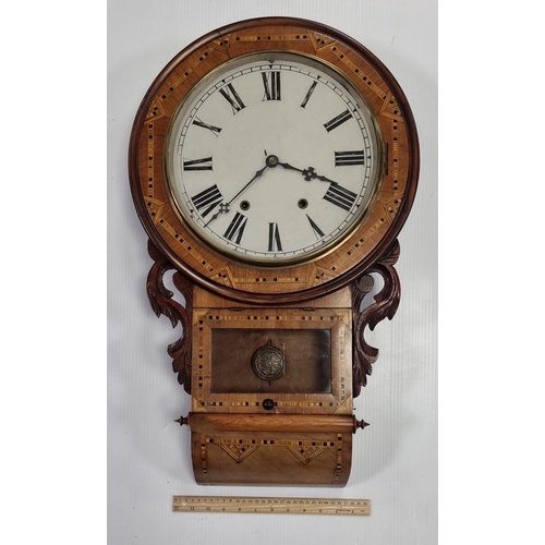 202 - Antique inlaid wall drop-dial clock
