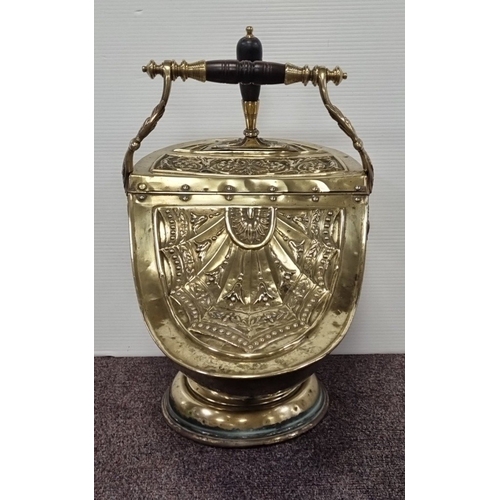 221 - Brass coal scuttle and shovel