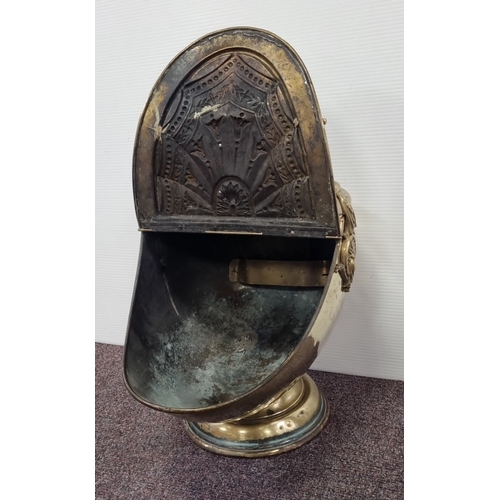 221 - Brass coal scuttle and shovel