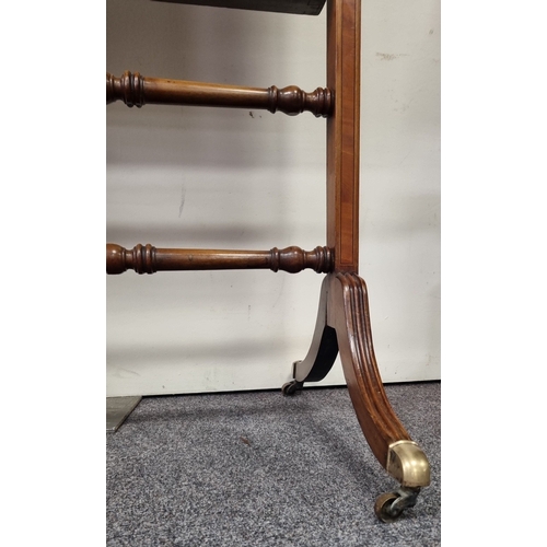 229 - Inlaid Cheval Mirror with brass toe side pods, H: 190cm x W: 70cm