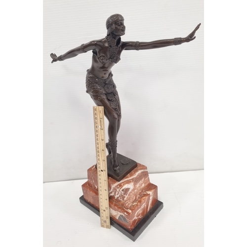 233 - Bronze Figure on a marble base, H: 50cm