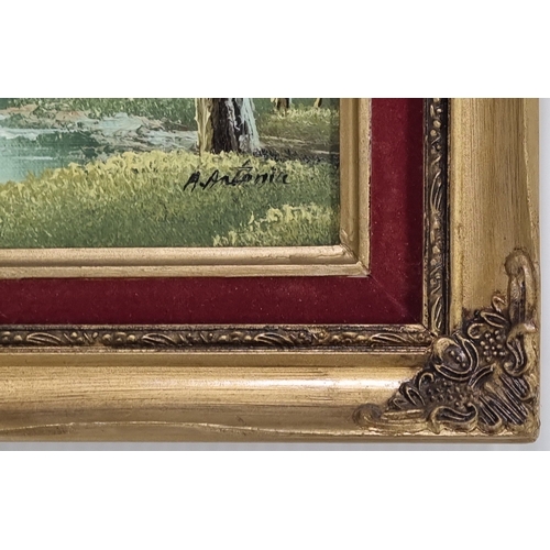 85 - Pair of Small signed framed landscape paintings, H: 30cm x W: 35cm