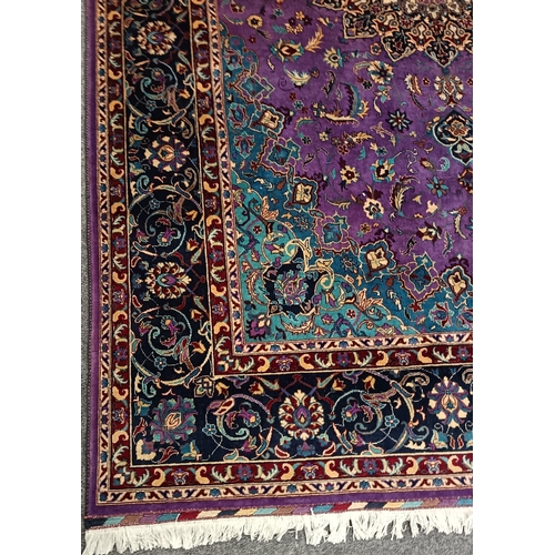 225 - Oriental-style medallion carpet in purple and teal palette, 300cm x 200cm