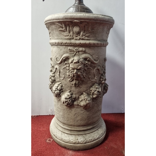 116 - Armillary sundial on decorative pedestal, Pedestal H: 49cm Total Height: 84cm