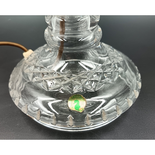 66 - Waterford Crystal table lamp with brass gallery, H: 50cm