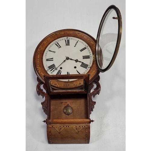 202 - Antique inlaid wall drop-dial clock