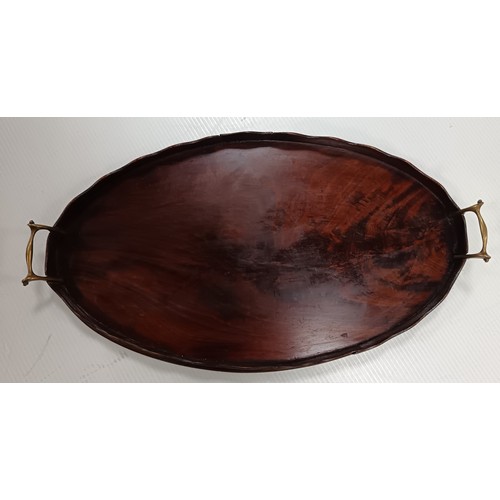109 - Mahogany Tray with Brass Handles, L: 26cm x W: 34cm