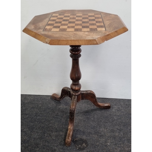 1 - Walnut chess-top occasional table H: 70cm X W: 52cm X D: 52cm