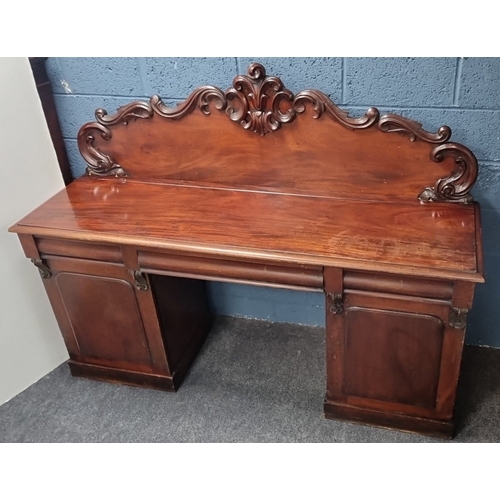 8 - Victorian mahogany pedestal Chiffoniere, H: 146cm X W: 190cm X D: 57cm.