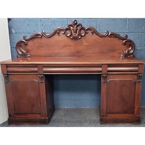 8 - Victorian mahogany pedestal Chiffoniere, H: 146cm X W: 190cm X D: 57cm.