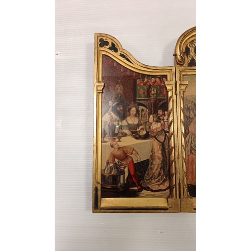 9 - Gothic Revival Giltwood Triptych Devotional Panel
H: 62cm x W: 79cm open & 40cm closed