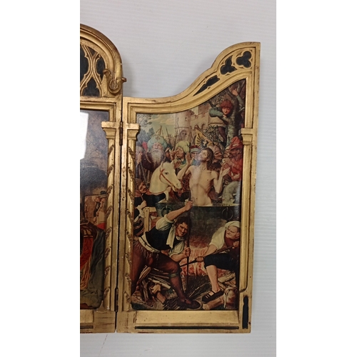 9 - Gothic Revival Giltwood Triptych Devotional Panel
H: 62cm x W: 79cm open & 40cm closed