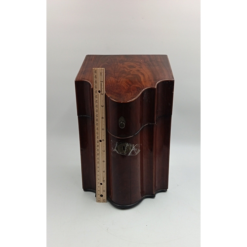 12 - Antique Mahogany Knife Box with fitted interior and inlaid star