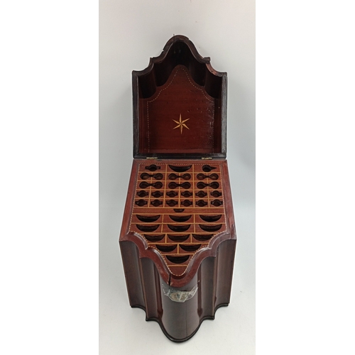 12 - Antique Mahogany Knife Box with fitted interior and inlaid star