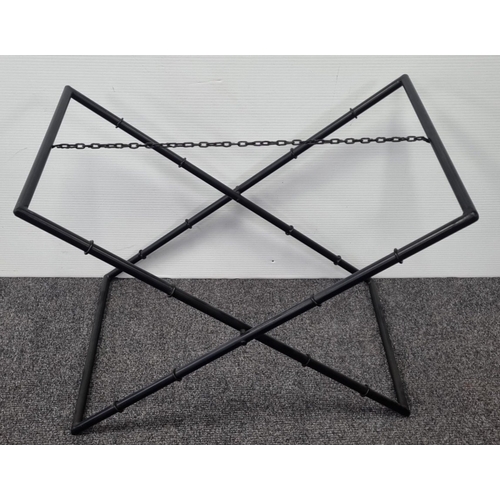 17 - Chinoiserie Lacquered Folding Butler’s  Coffee Table Tray on Stand, H: 86cm X W: 60cm X D: 7cm. Stan... 